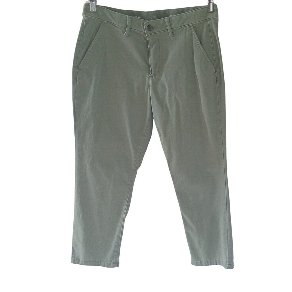 St Johns Bay Girlfriend Chino Pants Womens 12P Sage Green Tapered Crop Trousers